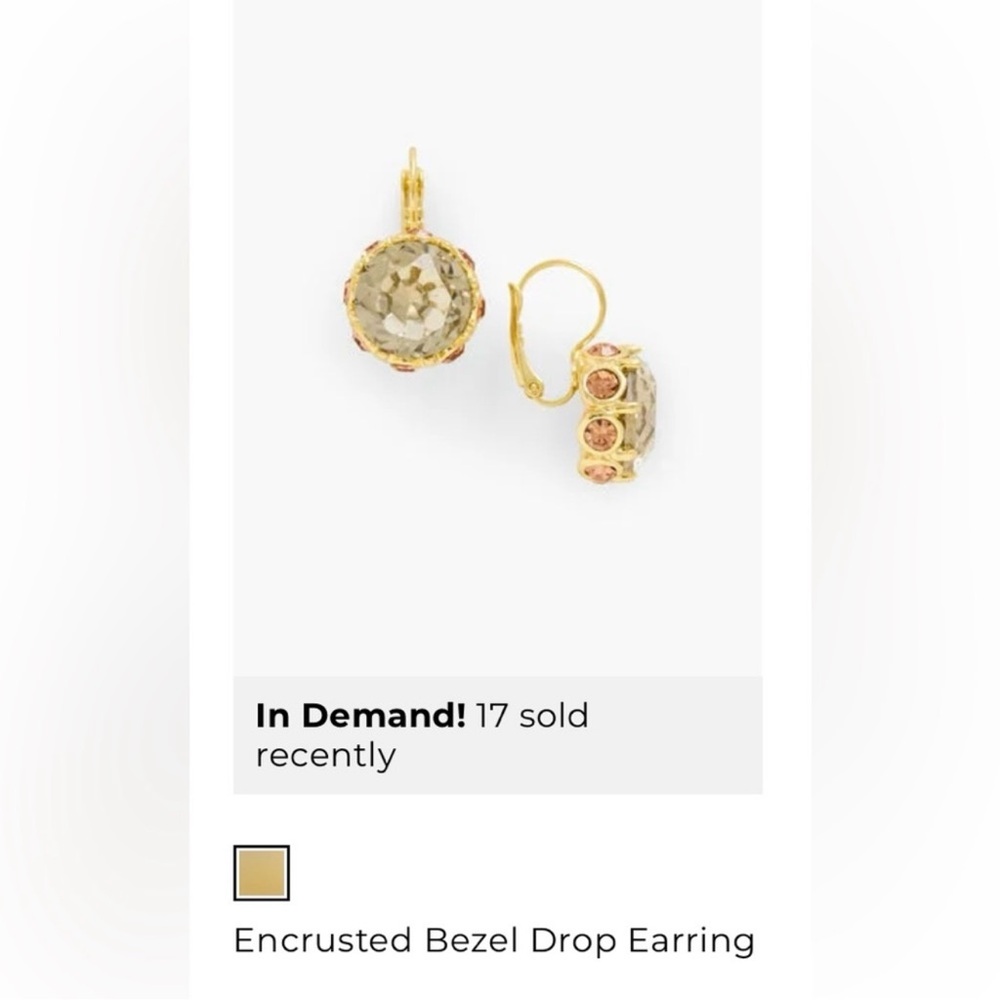 Talbots encrusted Bezel drop earring size 1.1/8” - Picture 9 of 10